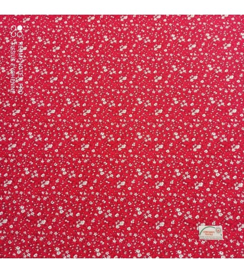 Tissu Coton Petites Fleurs Rouge Oeko Tex Style Liberty