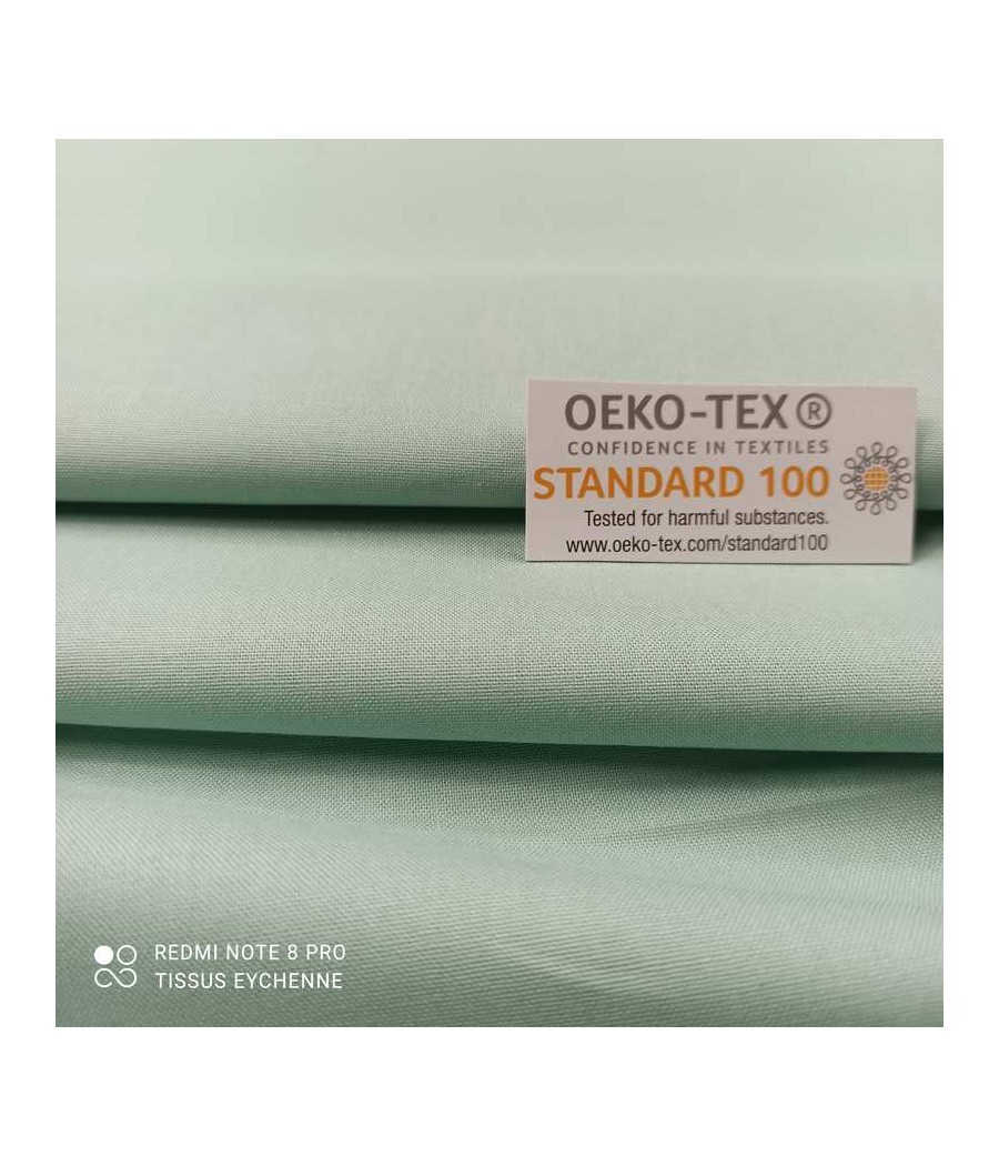 Tissu Cretonne de Coton certifiée Oeko-Tex, unie, réversible, souple et fine