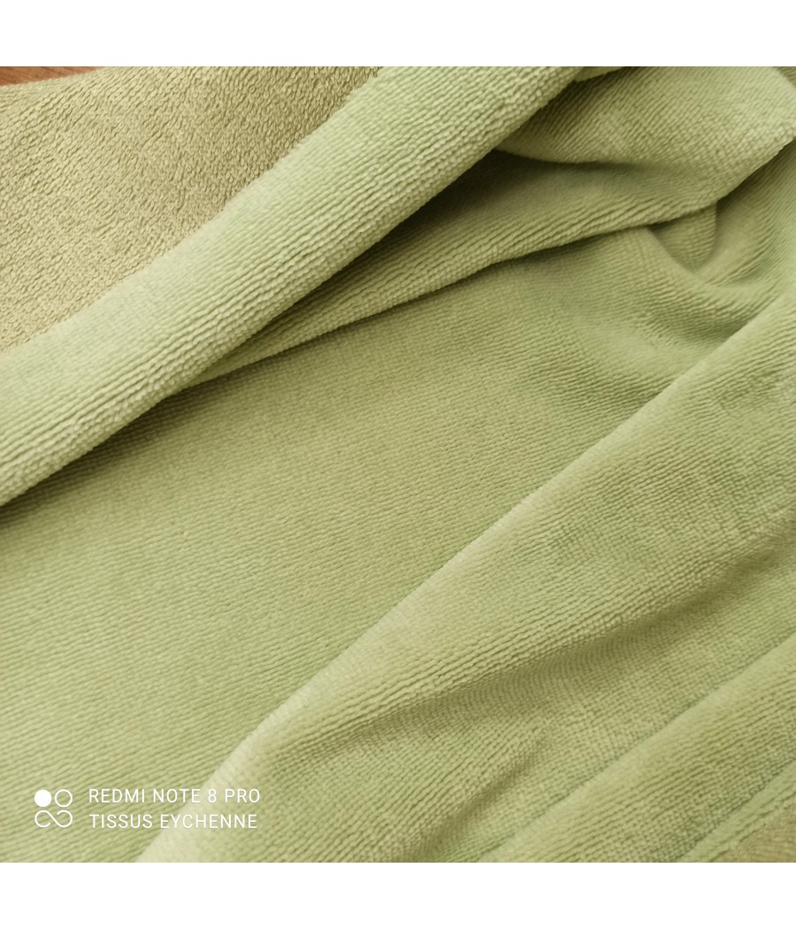 Tissu éponge BAMBOU doudou - Oekotex - vert amande