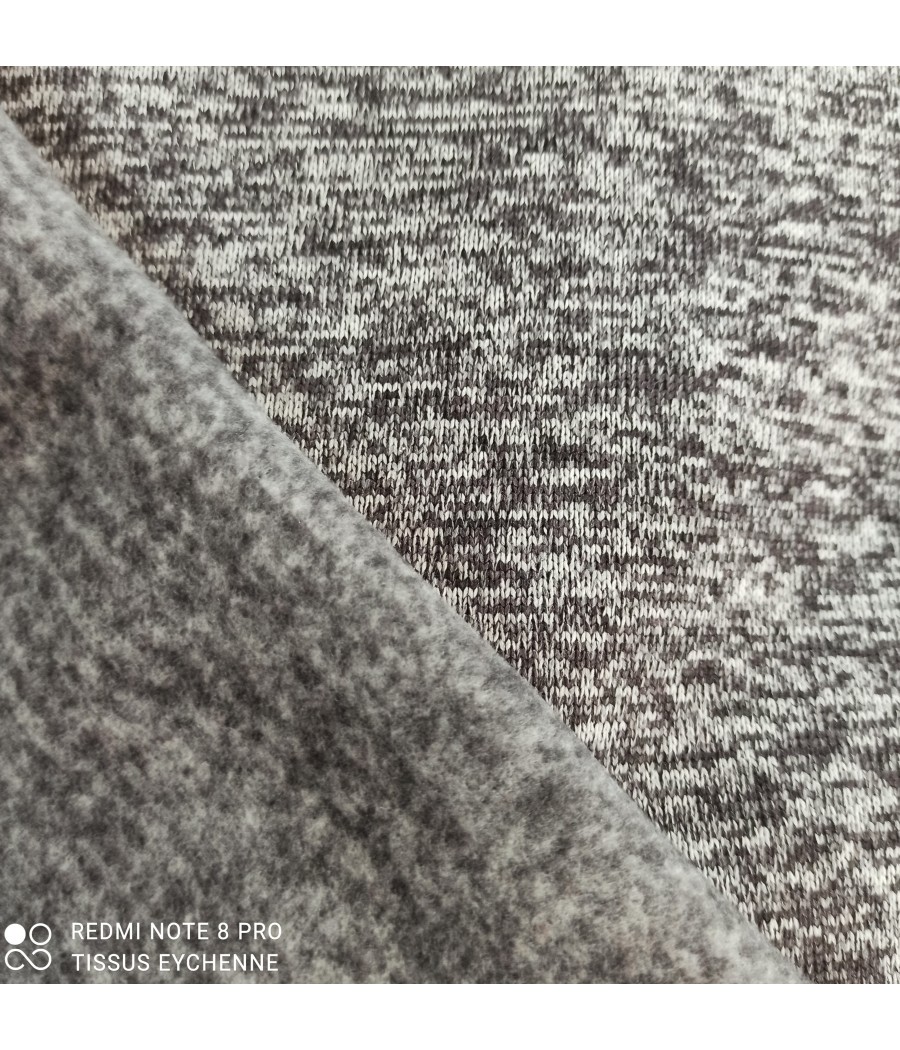 Tissu hiver - sweat chiné  (nous consulter) gris