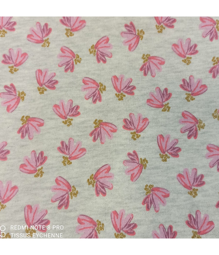 Tissu sweat fleur doré (nous consulter)