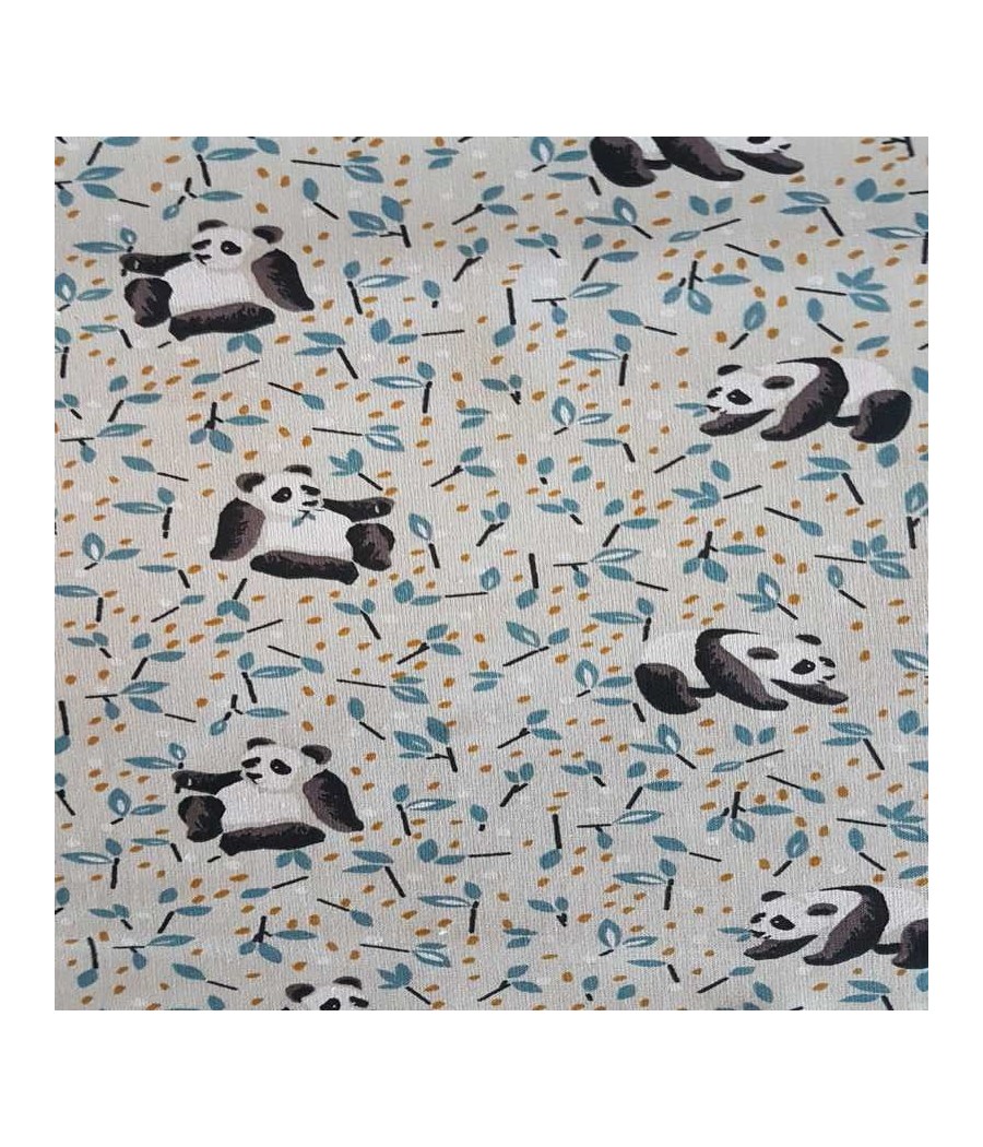 Tissu coton Panda gris perle (nous consulter)