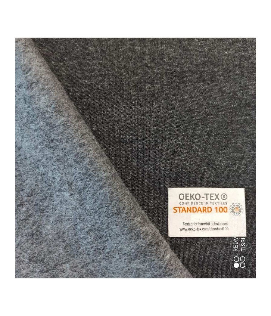 Tissu sweat gratté gris foncé