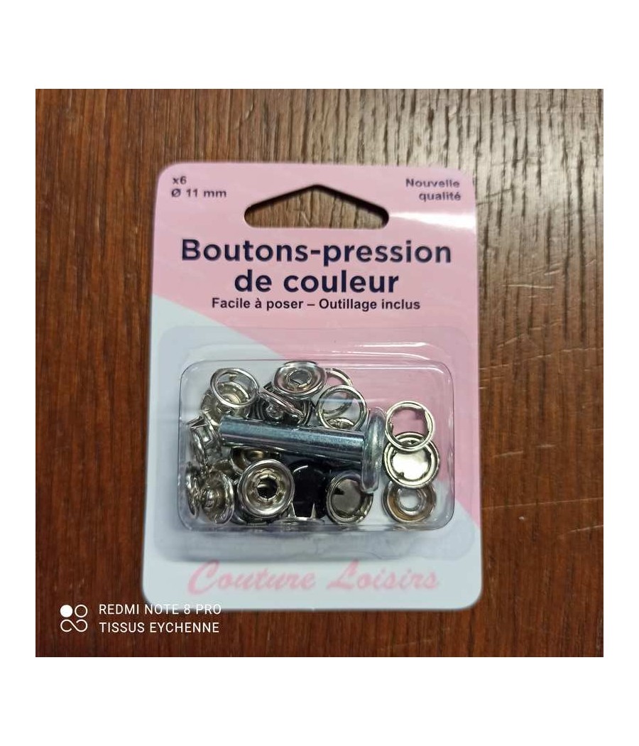 boutons-pression de couleur noire- diametre de 11mm pas cher